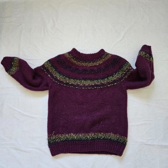 Fair Isle handmade crewneck long sleeve wool sweater women's size M/L - Picture 16 of 16